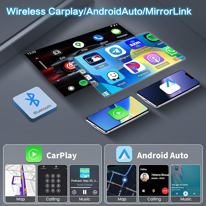 5Ghz WiFi [64G] Android Car Radio for Dodge Ram 2002-2006, Jeep Wrangler 2003-2006, Jeep Liberty 2002-2007, Jeep Grand Cherokee 1999-2004 – 6.86" HD Touchscreen with CarPlay Android Auto 2+64G GPS SWC
