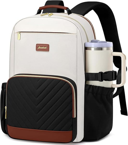 Laptop Backpack for Women Bookbag: 15.6 inch Work School Backpacks with Pouch Pocket for Large Capacity Cup & USB Charger College Book Bag Travel Business Nurse Teacher Bookbags Anti-theft Back Pack