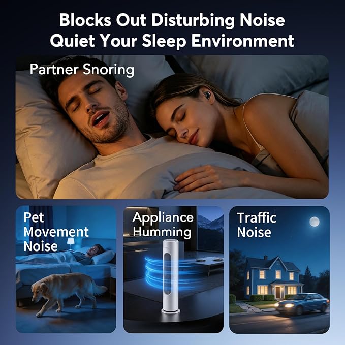 Sleep Earbuds for Side Sleepers, Invisible Flat Bluetooth Sleeping Earbuds, Zero Pressure White Noise Sleep Headphones, No Lights or Alerts, Tiny Hidden Earbuds for All Night Undisturbed Sleep