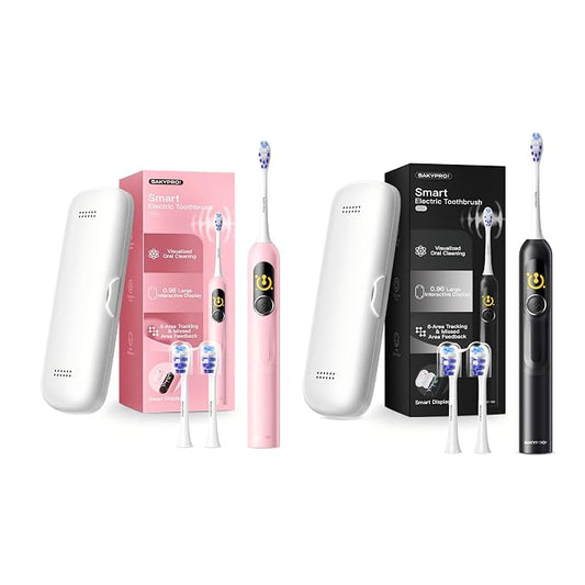 SAKYPRORAL Couple Electric Toothbrush Gift（2 Sets, Pink and Black
