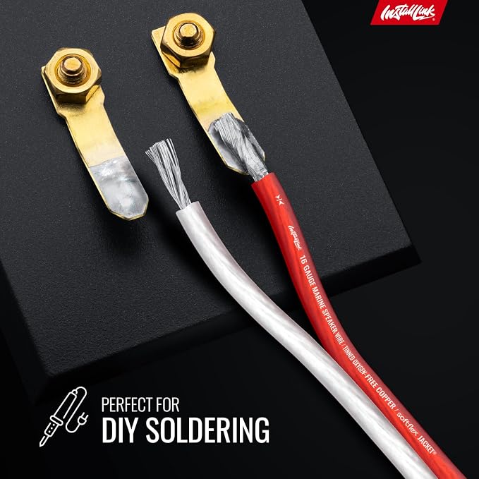 Install Link 16 AWG Gauge (Tinned OFC) Marine Speaker Wire Cable (100 Feet)