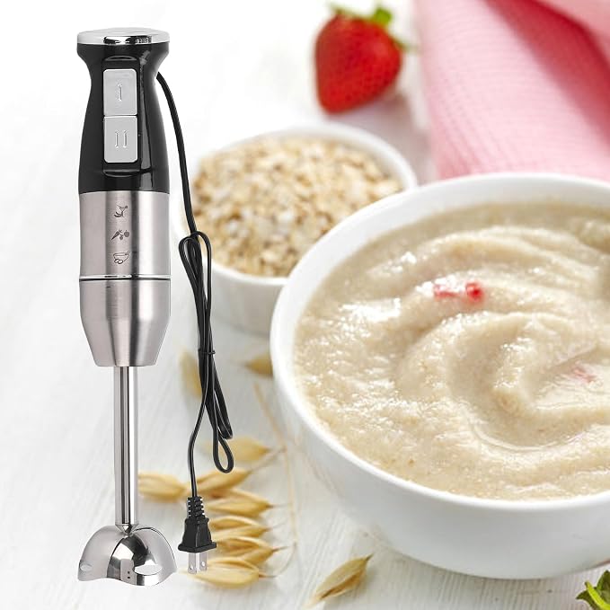 Immersion Hand Blender, 400W Stainless Steel Electric Handheld Stick Mixer with Adjustable Speed and Detachable Shaft for Smoothies Soups Shakes Puree