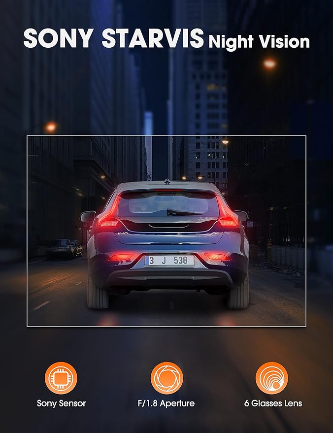 Kingslim D5-4K Dash Cam with WiFi - Front Dash Camera for Cars with GPS and Speed, Sony Night Vision, Support APP and 256GB Max