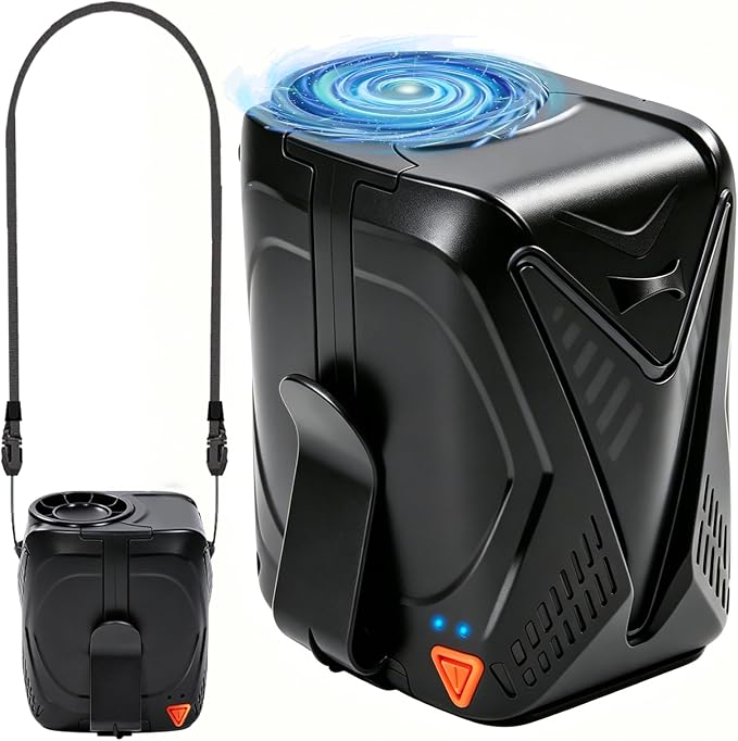 Portable Fan Rechargeable, 6 Speeds Waist Fan 6000mAh, 31H Strong Airflow Belt Fan, 4-in-1 Hands-Free Body Clip on Fan for Outdoor Construction Warehouse Work Gifts