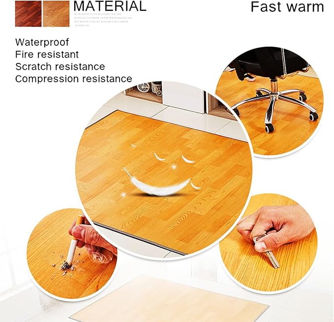 Electric Heated Floor Mats Foot Heater, Heated Foot Warmer Mat Under Desk for Office and Home, Graphene Electric Heated Carpet Area Rug Electric Heating Pads(200x250cm)