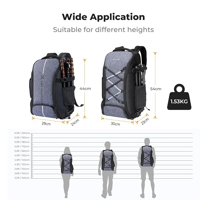 K&F CONCEPT Camera Backpack,Camera Bags for Photographers 30L Large Capacity with Raincover and 16 Inch Laptop Compartment Compatible for Canon/Nikon/Sony/DJI Mavic Drone Travel
