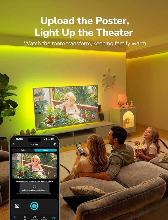 Lepro S1 AI LED Strip Lights for Bedroom - 65.6ft Smart RGB Light Strips with IC and Rainbow Chasing Effects, Color Segment DIY, Personalized Al Lighting Designer, No Remote, 2.4G Wi-Fi & Bluetooth