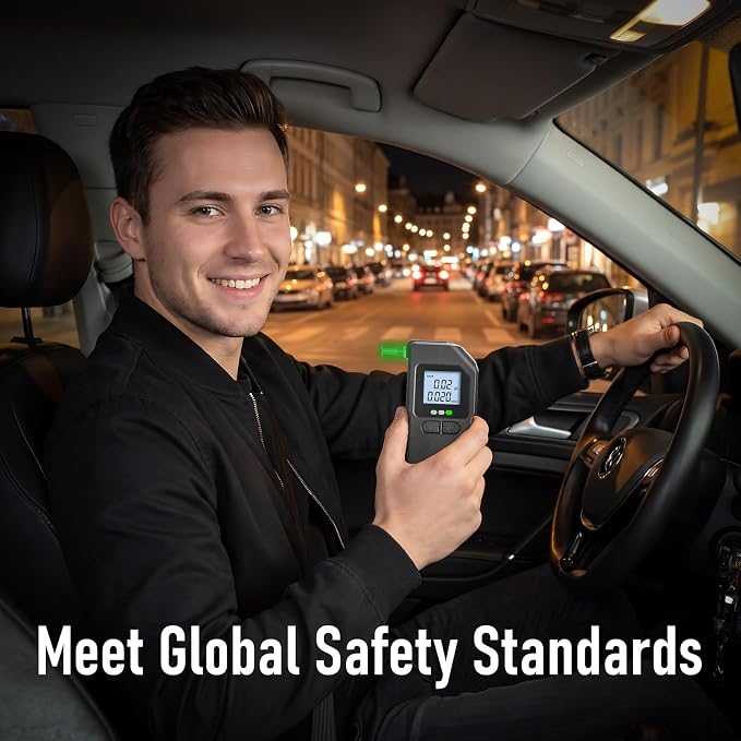 Breathalyzer Alcohol Tester，Professional Dual-Sensor Alcohol Tester with LCD Digital Display - Portable BAC Detector Kit, Includes 20 Replacement Mouthpieces for Driving, Home, Party