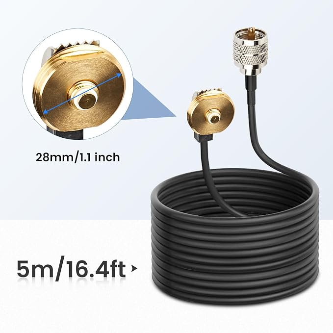 Anina 3/4 Inch Hole Mount NMO L Bracket, 16ft RG58 Pure Copper NMO to PL259 Coax Cable with Waterproof Cap for VHF/UHF/CB Ham Radio Dual Band Antenna
