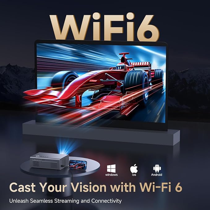 4K Projector with Built-in Apps, 1500ANSI Auto Focus&6D Keystone Dolby Audio Kogata Smart Projector with WiFi 6 Bluetooth Outdoor Movie Proyector for Home Theater HDR10+ UPGRADE