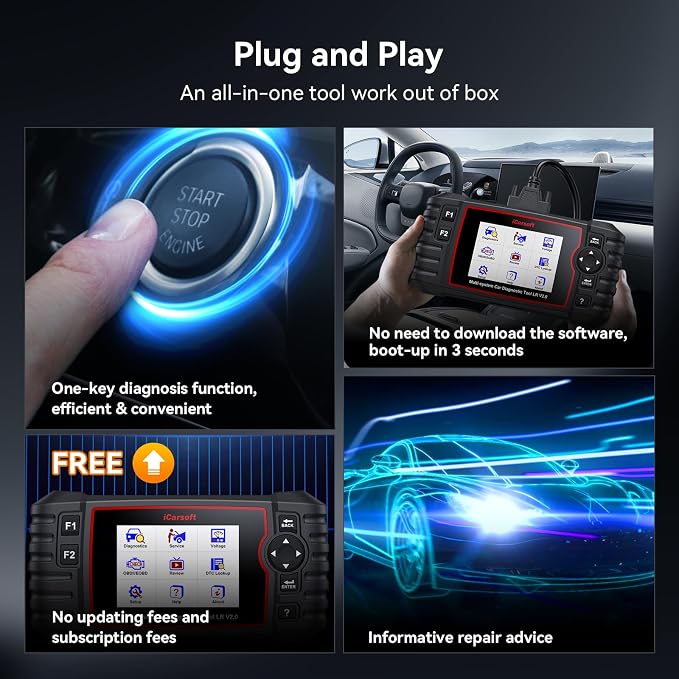 ‌iCarsoft LR V2.0-D Scanner‌ Multi-System Diagnostics, ABS/SRS/Oil Reset and More, Live Data & Battery Test ‌Free Update