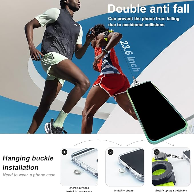 Running Phone Holder,Fits Armband&Wristband,Upgraded N52 Magnetic with Telescopic Anti-Drop Lanyard,360° Rotatable,Universal for iPhone,Samsung&All Android Phones