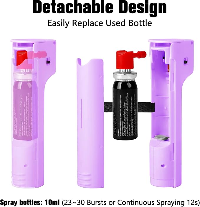 3-in-1 Pepper Spray Personal Alarm, 12ft Quick Release Gel UV Dye, 140dB Siren 3 Red Strobe, Women Wife Daughter Mother Girlfriend Love Safety Gift, Rechargeable, Refill Canister, Birthday Graduation