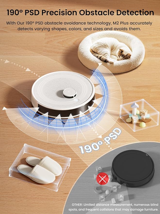 Lefant Robot Vacuum and Mop,75-Day Self-Emptying,6000Pa Powerful Suction,Customized Cleaning,Home Mapping, 140 Min Runtime, Roller Brush for Carpet,2.4G/5G WiFi/Alexa/APP/iWatch,M2 Plus