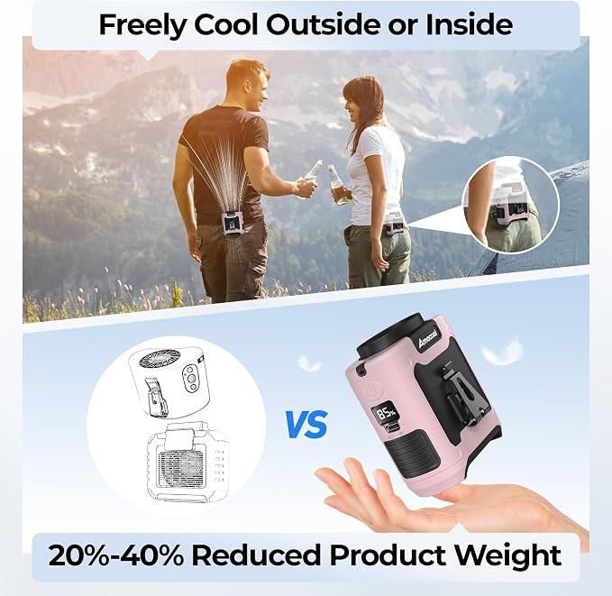 AMACOOL Portable Waist Fan Clip On, Gifts for Men Dad Husband, 10000mAh Rechargeable Wearable Shirt Fan, Powerful Belt Fans, Birthday Gifts for Women Jobsite Travel Camping Essentials 2026