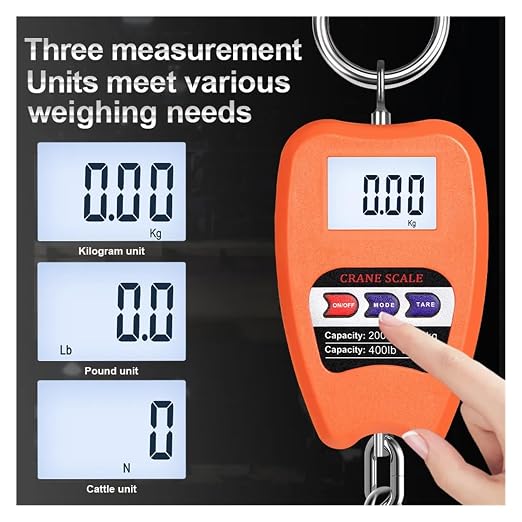 Mini Crane Scale, 200Kg Digital Hanging Scale, with 0.05Kg Accurate Sensors, Portable Digital Luggage Hook Scales Hold & Tare Functions(Black)