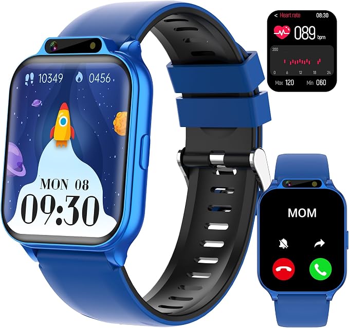 Kids Smart Watch with Fitness Tracker, Waterproof, Heart Rate/Sleep Monitor, Sport Mode, Camera, Video, Recorder, Music, DIY Wallpaper, Game, SOS Button, NO APP/Phone, Gifts for Boy Girl 4-13 Year Old