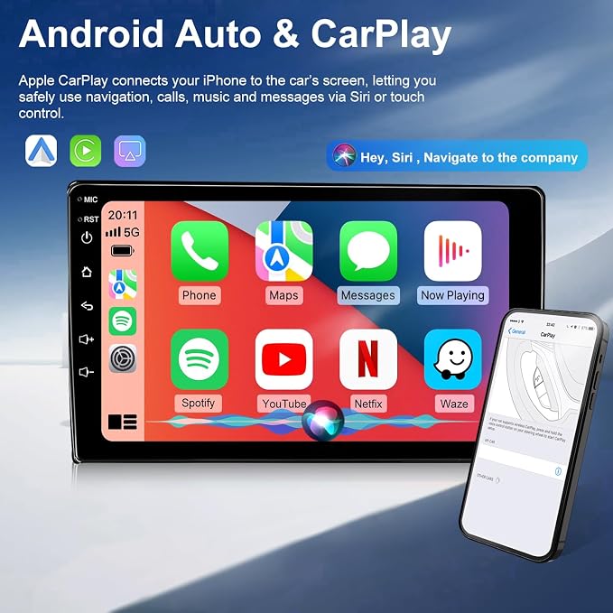 4G+64G Android Car Radio for Toyota Tacoma 2005-2015, 9 Inch Tacoma Stereo Upgrade Support Wireless Carplay Android Auto, Touch Screen Head Unit with GPS Navigation BT Backup Camera FM DSP SWC 5GWiFi