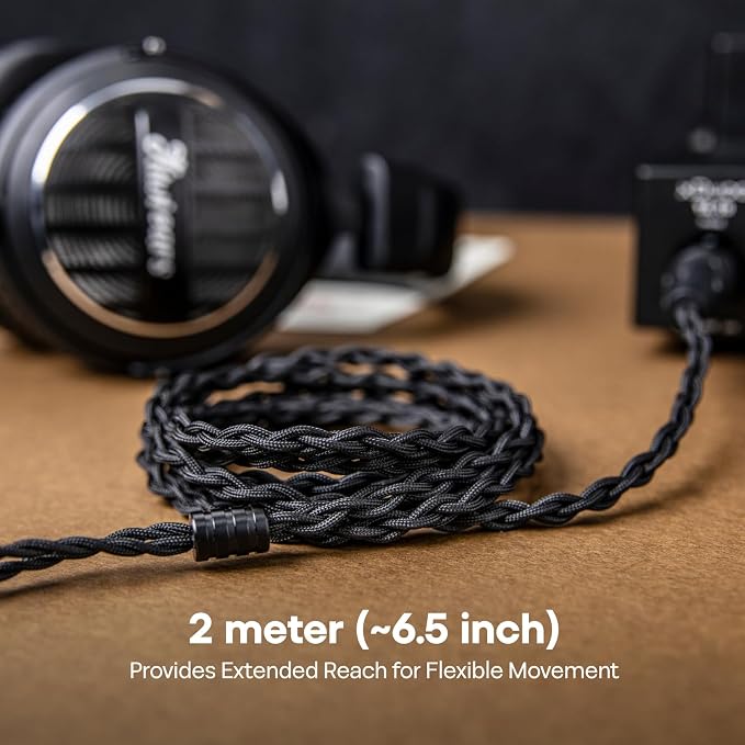 Linsoul Tripowin Nova Monitor Headphone Cable, Over-Ear Headphone Wire, 4-Strand Silver Foil/OCC Hybrid Upgrade Cable, 2M, Dual 3.5mm to 4.4mm/3.5mm/XLR Plug, for Musicians Audiophiles (3.5mm, Black)