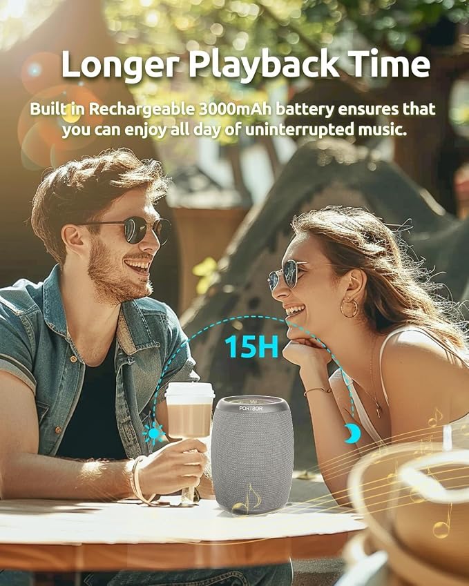 Portable Bluetooth Speaker with Lights, Powerful Stereo Loud Sound Wireless Small Speaker, IPX5 Waterproof, BT5.3, TWS Pairing, for Outdoor/Party/Home/Beach/Shower, Birthday for Him Her