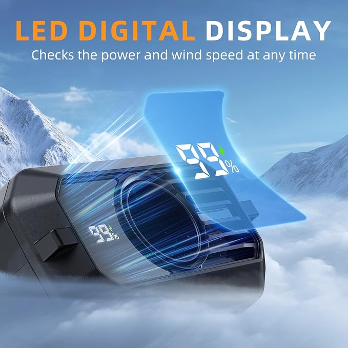 ASNUG Portable Waist Fan Rechargeable, 10000mAh Battery Powered & 45H Runtime, 10-Speed Personal Fan w/Lanyard, Flash Light, LED Display, Clip on Wearable Belt for Jogging Hiking Jobsite Warehouse