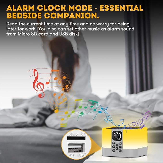 Gifts for Teen Boys Girls, Night Light Bluetooth Speaker, Multi-Color Changing Alarm Clock for Bedrooms, Dimmable Bedside Lamp, Best Birthday Gift Trendy Stuff for 8 - 14+ Years Old Teenage Girls Boys