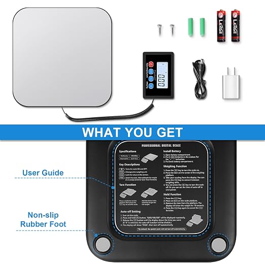 Fuzion-LiftX Shipping Scale, 440LB/200KG x 10g Digital Postal Scale, Hold/Tare Function, Shipping Scale for Packages Small Business/Luggage/Mailing/Postage, Battery & AC Adapter Included