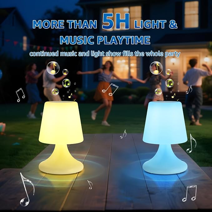 uuffoo Shower Lamp Cordless LED Table Lamp with Speaker Patio Outdoor Speaker with Lights RGB IP44 for Patio Pool Party Balcony Bathroom (Waterproof, Rechargeable)