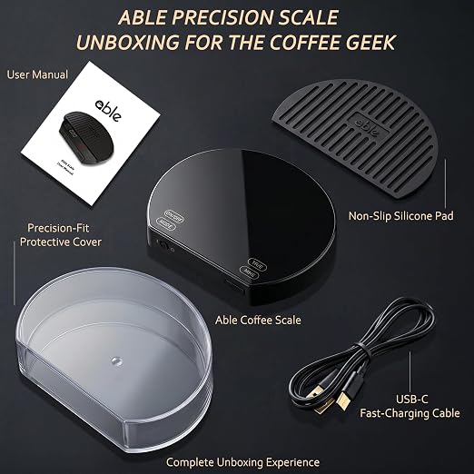 Able Smart Espresso Scale by Alliance Brew Gear - Digital, Dual Color, Quick Read Display - Durable, Waterproof Nano Coated Components - Designed by Specialty Coffee Professionals