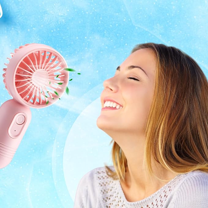 Rossesay 6 Pcs Mini Portable Fan Bulk Cute Handheld Lightweight Small Little Personal Hand Eyelash Fan 3 Speeds USB Rechargeable for Women Men Indoor Outdoor Makeup Travel (Pink and Purple)
