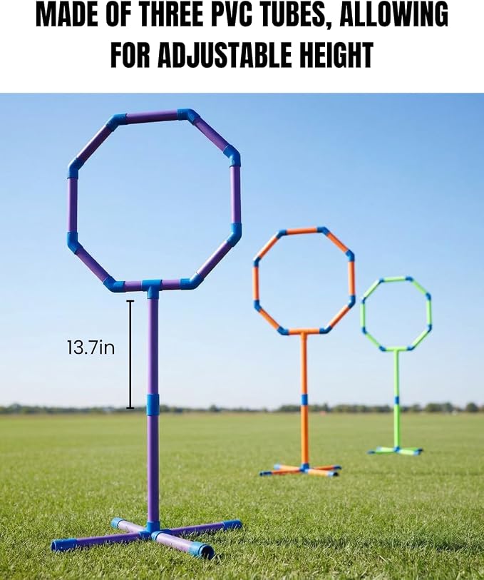 6-in-1 Drone Obstacle Course Kit with Carry Bag - 6 Shapes Multi-Configuration FPV Racing Gates, Wind-Resistant Ground Stakes, Training Set for RC Quads & Micro Drones (3-Size Set)