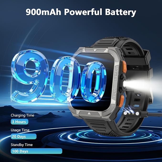 Blackview GPS Smart Watch for Men with ChatGPT, AI Translator, Compass & Flashlight/100-Day Battery/Bluetooth Calling/Health Monitor/100+ Sports,Fitness Tracker for iPhone/Android Phones