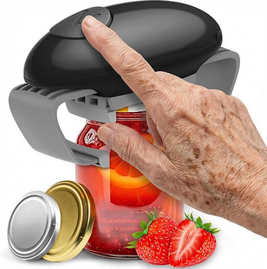 Higher Torque Automatic Jar Opener – Fits Most Jars & Bottles, Hands Free Battery Operated, Powerful Electric Lid Opener for Tight Seals, Simple One-Button Design(Black)