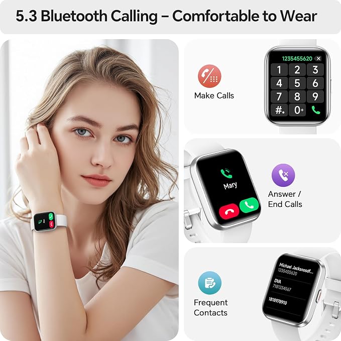 Smart Watches for Women Men, 1.85" HD Smartwatch Compatible iPhone/Samsung/Android (Answer/Make), Fitness Tracker Watch with Heart Rate/Sleep Monitor, Smart Watches 3ATM Waterproof 120+ Sport Modes