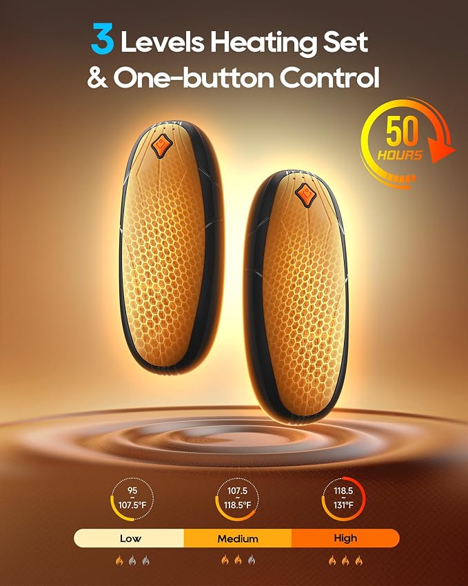 Hand Warmers Rechargeable 2 Pack, 14000mAh Electric Hand Warmers with Wireless Charging Case, AI Chip 3 Heat Settings Up to 50-Hour Portable Pocket Heater, Gifts for Christmas, Camping, Hunting, Golf