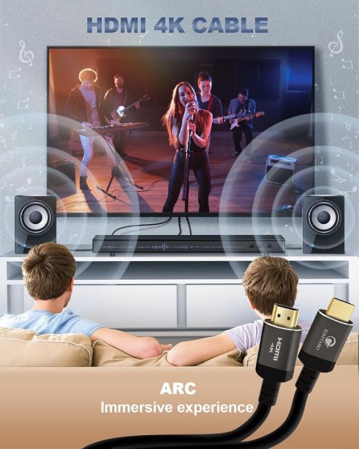 25 ft HDMI Cable 4K, High Speed Long HDMI Cables Support 4K 30Hz 2K 1080p 3D ARC, Gold plated Connectors Soft HDMI Cord for Smart HD Fire TV Monitor Projector Soundbar Laptop PS3/4 XBOX (7.62m)