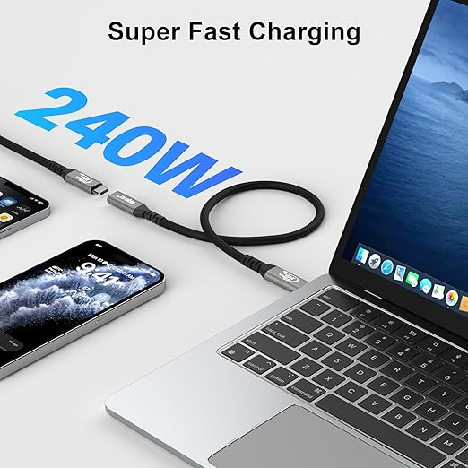 USB 4 Extension Cable 3FT, Coaxial Cable, USB C Male to Female Cable, 40Gbps, 8K/5K@60Hz, 240W, Compatible for MacBook, SSD, iPhone 17/16/15 Series, Thunderbolt 5/4/3, S24, XPS, Surface Pro, Coaxial