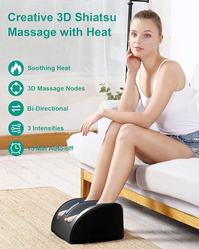 LINGTENG Shiatsu Foot Massager with Heat, FSA Eligible HSA Foot Massager for Foot Massage and Calf Massage, Foot and Calf Massager with Roller, Gifts for Mom & Dad, Fathers & Mothers Day Gifts