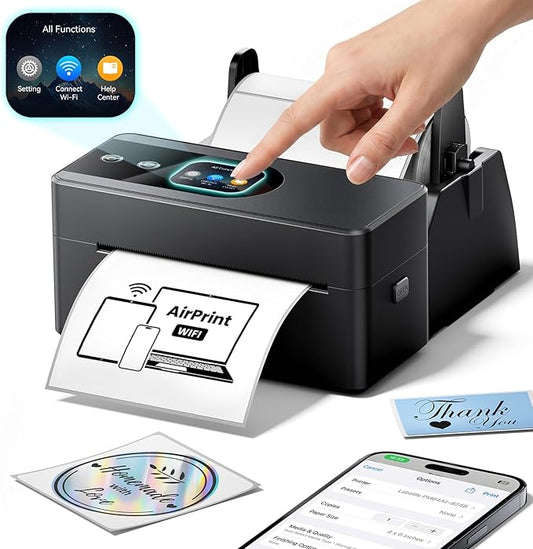 Phomemo PM64Air AirPrint Thermal Label Printer with Touch Screen, Wireless Wi-Fi Shipping Label Printer for Small Business, Thermal Printer Compatible with iOS, Android, Windows, Mac, Amazon, Shopify