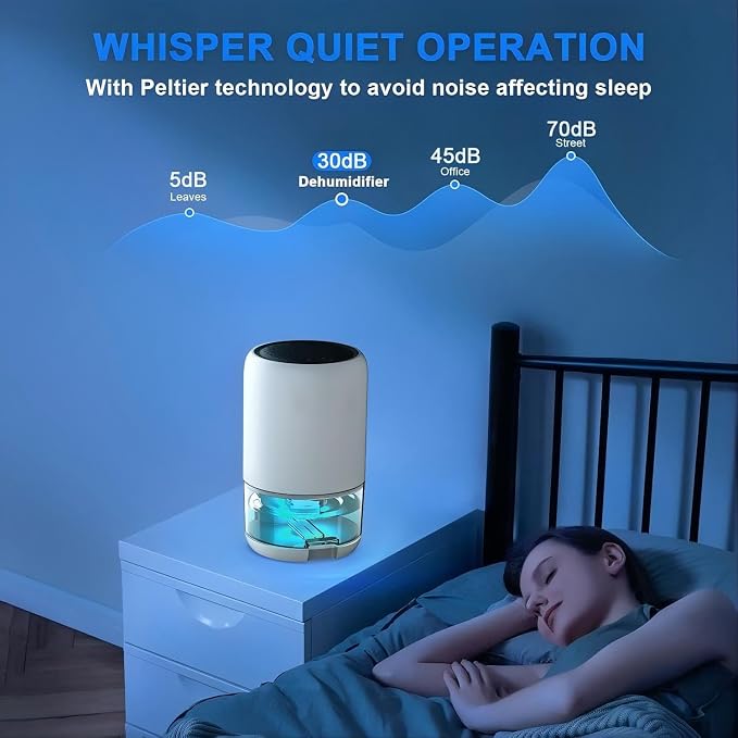 Dehumidifier for Basement, Quiet with Auto Shut Off, Ideal for Livingroom, Bedroom, Garage, Rv, Snow White