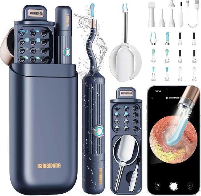 Ear Wax Removal Kit: I35R Ear Cleaner with Flexible Ear Camera Otoscope- Visual Ear Pick Tweezers Wax Remover - Ear Cleaning Kit 3 Pieces Inspection Tools for Family
