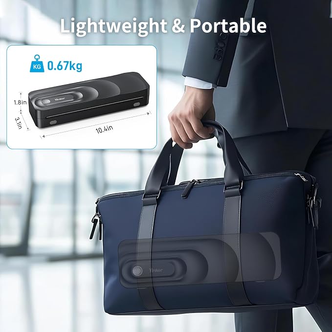 Portable A4 Thermal Printer | 3 Rolls Thermal Paper & 2 Folding Papers Included | Inkless Bluetooth Printer w/Carry Case, Supports 8.5"x11" US Letter, Cellphone APP Compatible for Travel
