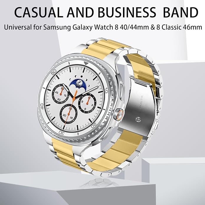 GOLDTOLUCK No Gap Stainless Steel Band Compatible with Samsung Galaxy Watch 8 7 6 5 4 Classic FE Pro Ultra 40mm 44mm 46mm 43mm 47mm 45mm 42mm Replacement Men Women Milanese Metal Elegant Casual