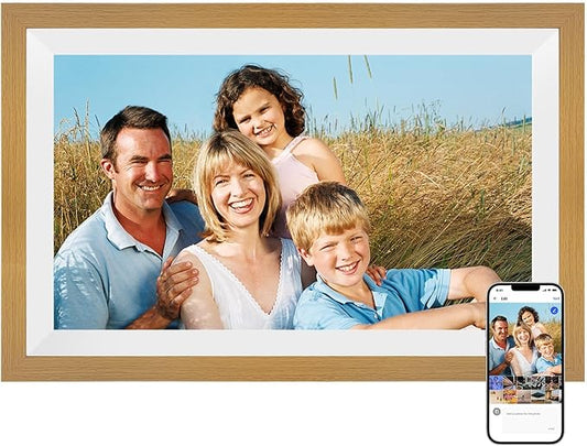 15.6 Inch Smart Digital Picture Frame with Wi-Fi 6, 64GB Storage, IPS Touch Screen, Auto-Rotation, Music Sync, Weather & Clock - Ideal Gift for Families