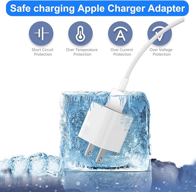 iPhone Charger,[MFi Certified]2Pack USB Wall Charger Block Adapter iPhone Cord USB to Lightning Cable Quick Fast Charging Data Sync Cable for iPhone14 Pro Max/13 Pro/12 mini/11/XS/XR/8 Plus/SE/AirPods