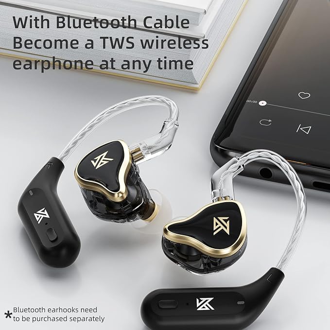 KZ ZAS in Ear Monitor Earphone 7BA+1DD 8 Unit Hybrid Technology IEM Headphones Noise Isolation, 8 Core Cable 3.5mm Jack Wired Earbuds (No Mic, White)
