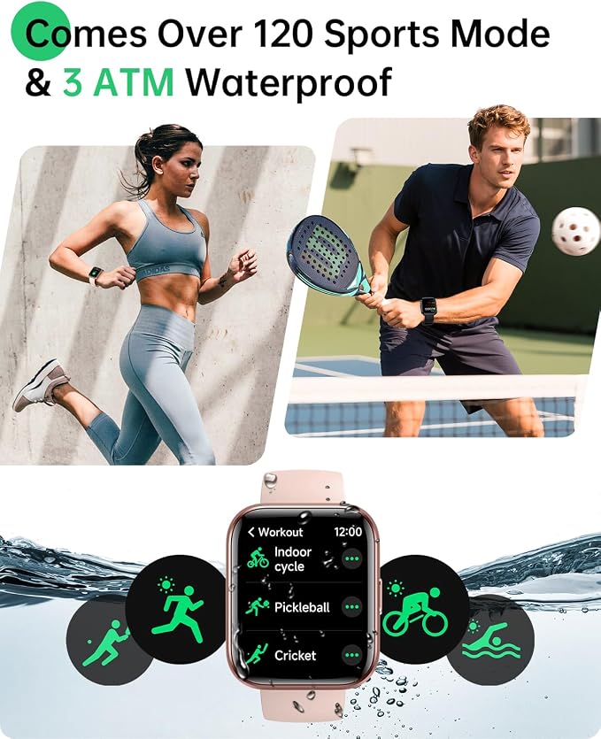 Smart Watches for Women, 1.83" Alexa Smart Watch for Android & iPhones with Call/SMS/Reminder, 120+ Sport Modes Fitness Watch with Sleep/Heart Rate Monitor, Activity & Health Tacker, 3ATM Sport Watch
