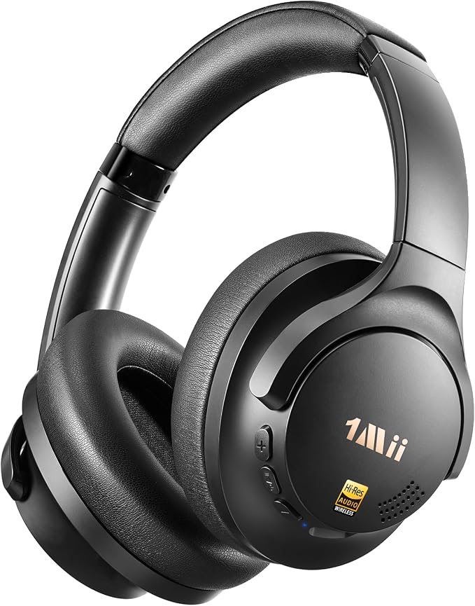 1Mii Y8+ Noise Cancelling Headphones Bluetooth 6.0 Over-Ear Wireless,Black | Hybrid ANC, 100hr Playtime, Comfortable, LDAC Hi-Res Audio, Deep Bass, Custom EQ via APP for Airplane Travel