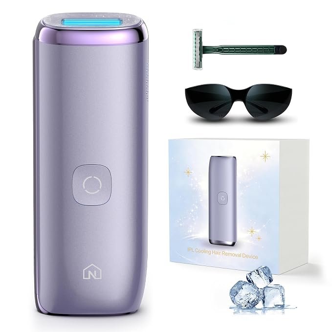 IPL Laser Hair Removal Device for Women & Men, 25J Sapphire Ice Cooling for Nearly Painless Hair Removal, Visible Hair Reduction in 2 Weeks, Skin Sensor & Auto Flash for Full Body,Purple