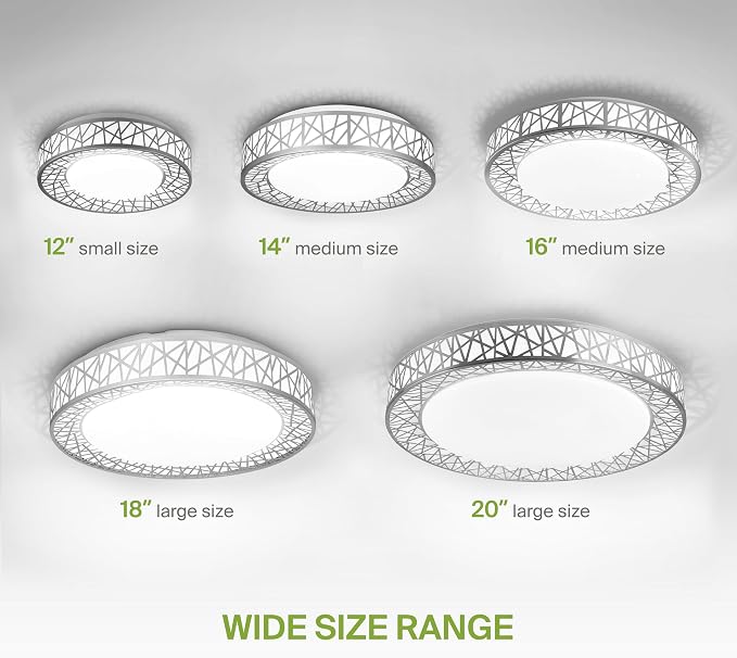 ASD 20 Inch LED Flush Mount Ceiling Light Fixture for Bedroom, 42W 2474LM 5CCT 2700K-5000K, Triac Dimmable Lights, Dining, Living Room, Kitchen Lamps, Modern Home Lighting Fixtures, Nickel, ETL